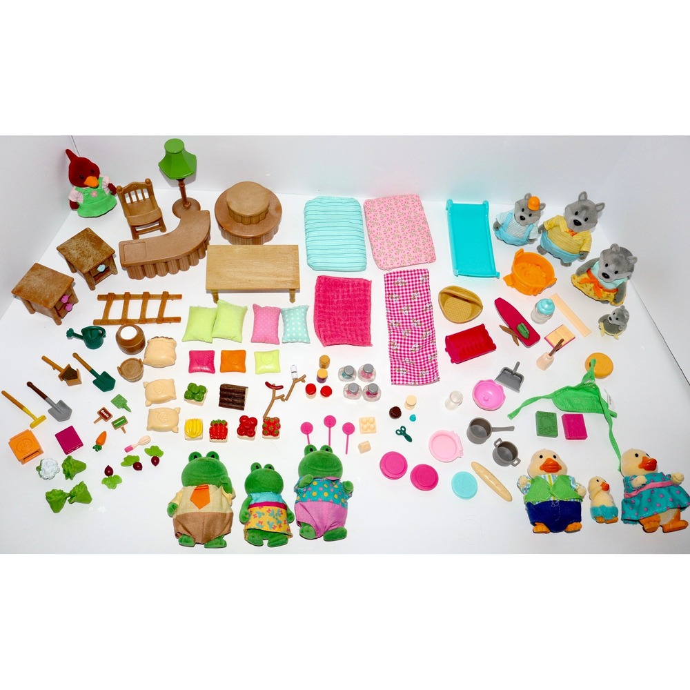Lil Woodzeez Calico Critters Flocked Animal Figure Furniture Garden Mixed Lot